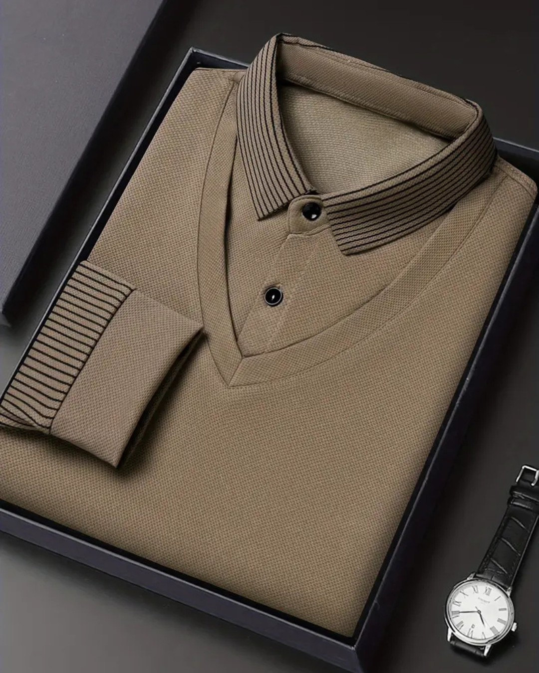 Camisa de Dos Piezas con Cuello Falso a Rayas para Hombres