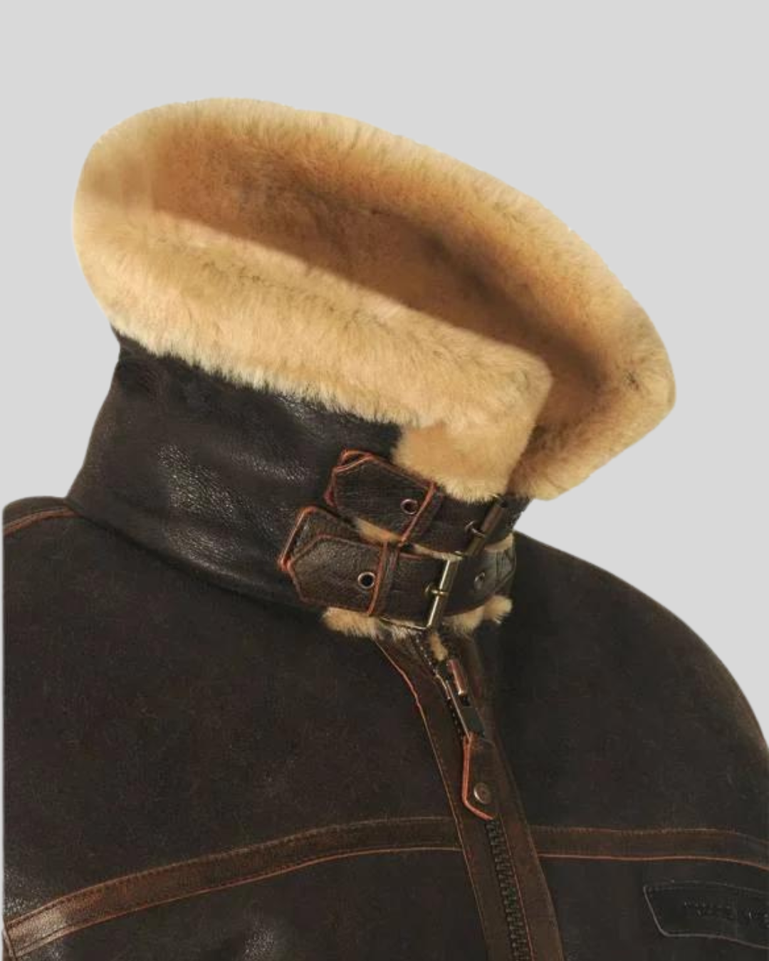Chaqueta Aviador para Hombres en Cuero y Felpa