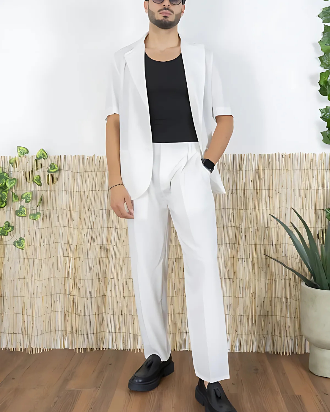 Conjunto Casual con Camisa Manga Corta y Pantalón para Hombre