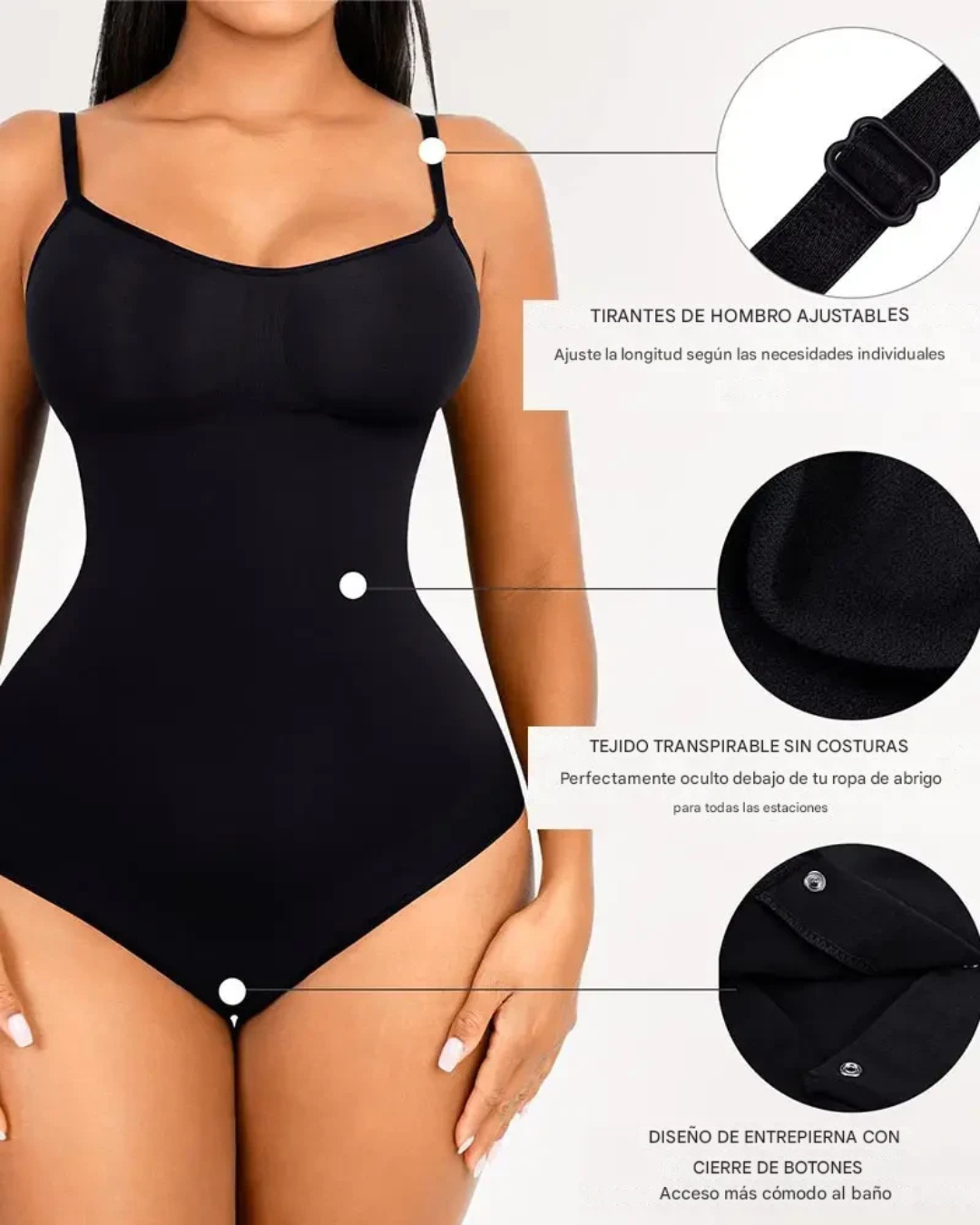 Body Moldeador sin Costuras y tirantes ajustables