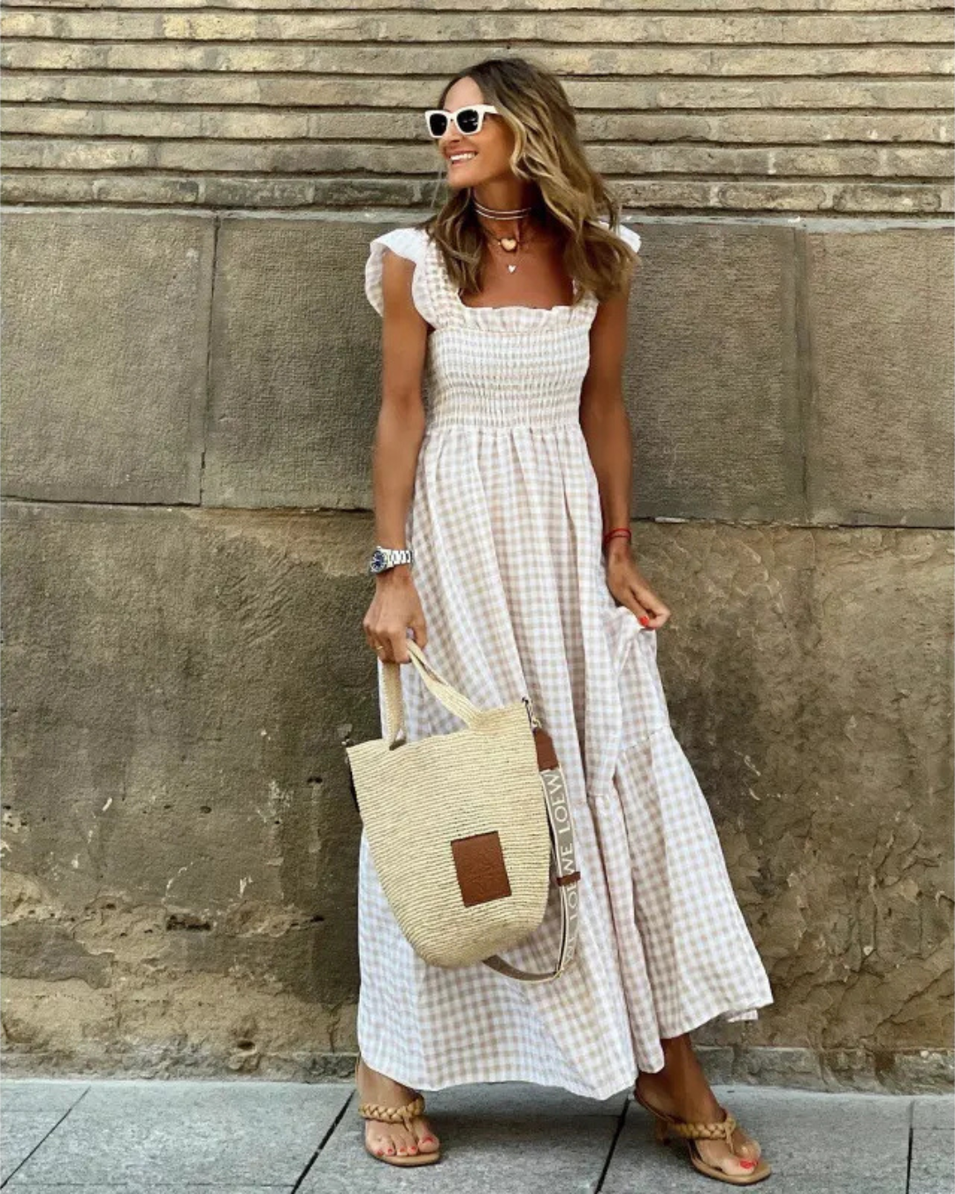 Vestido de Cuadros sin Mangas para Mujer