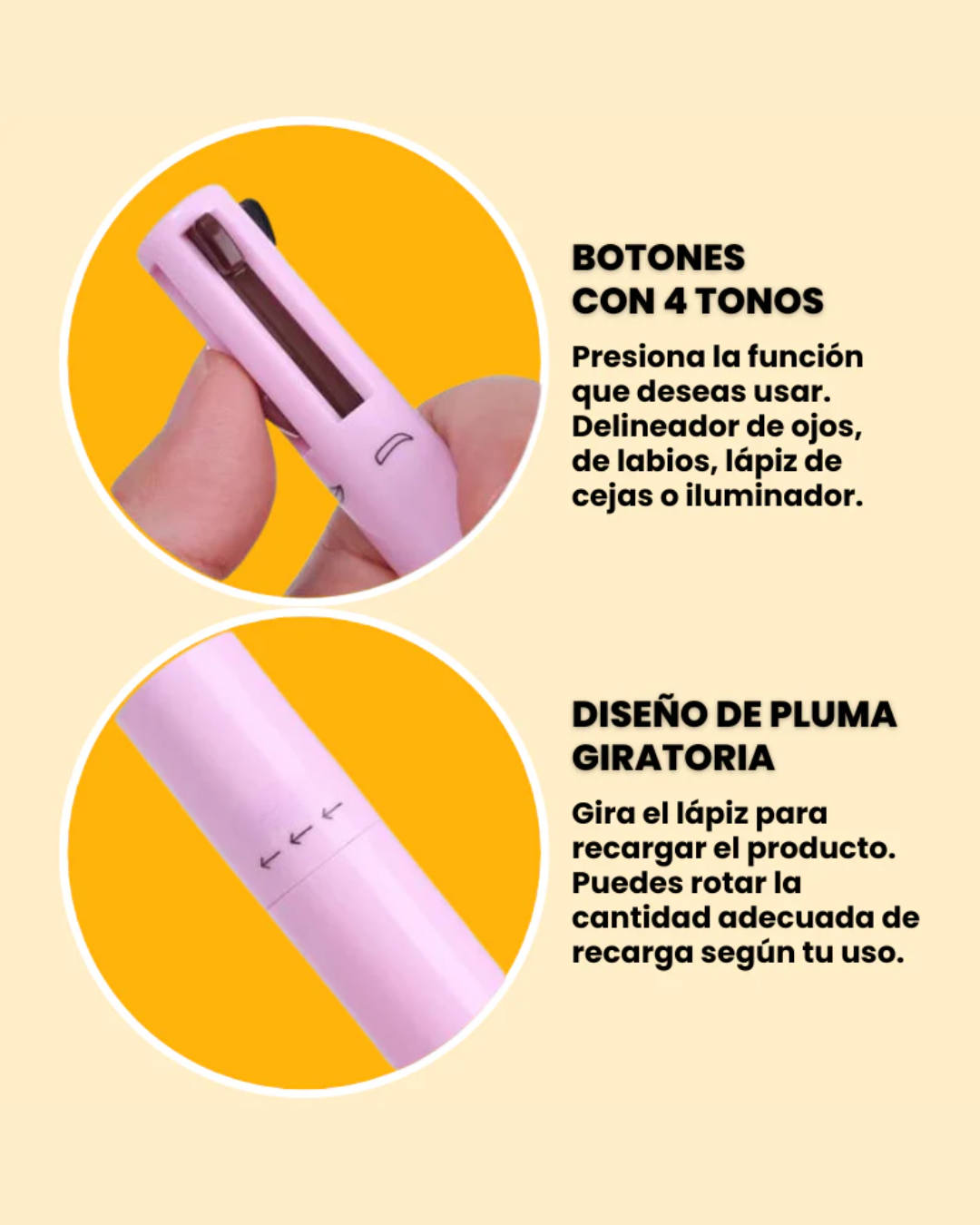 Lápiz de Maquillaje Multifuncional 4 En 1, Labial, Delineador, Cejas y Sombra (OFERTA 2X1)