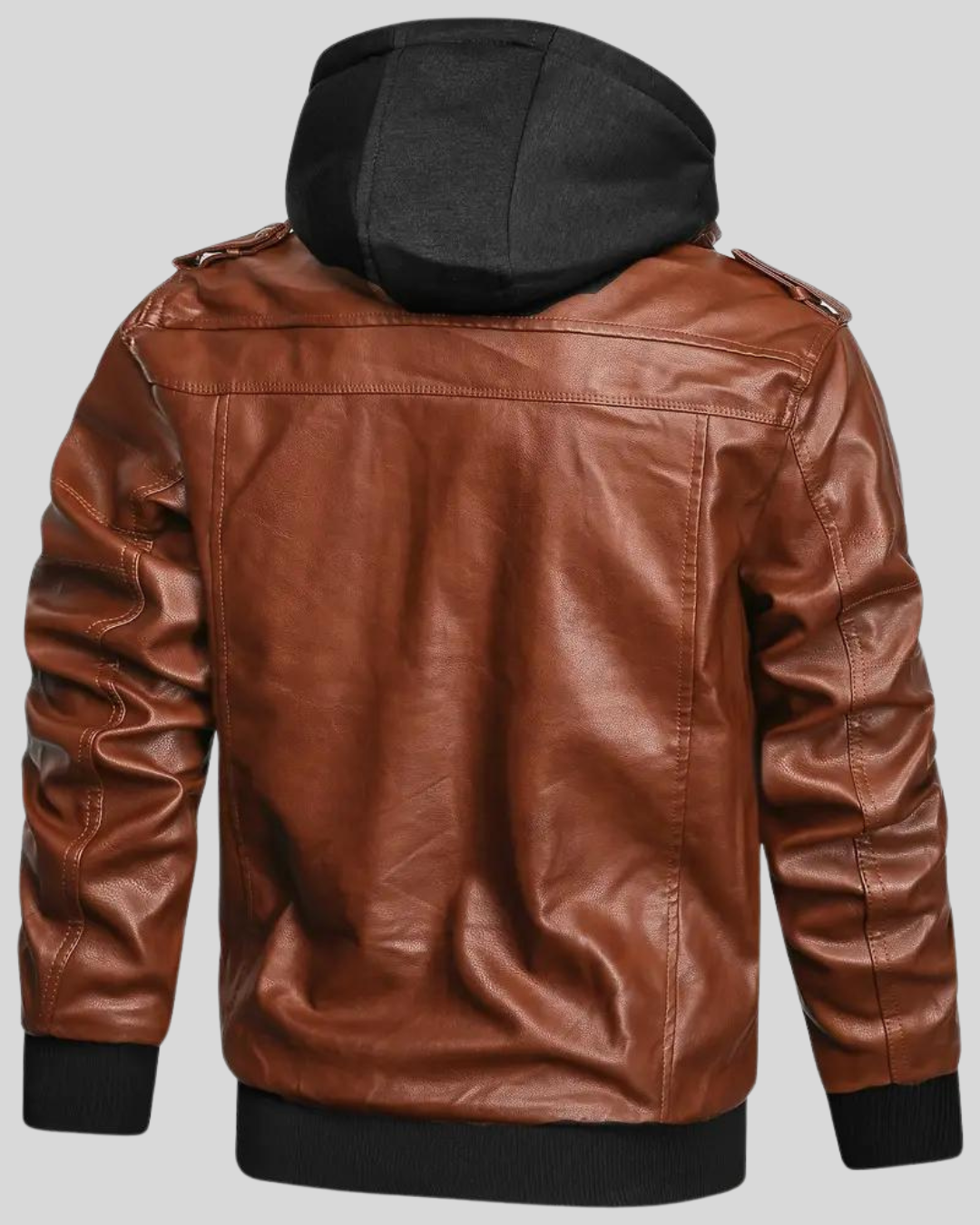 Chaqueta de Cuero con Capucha para Hombre®