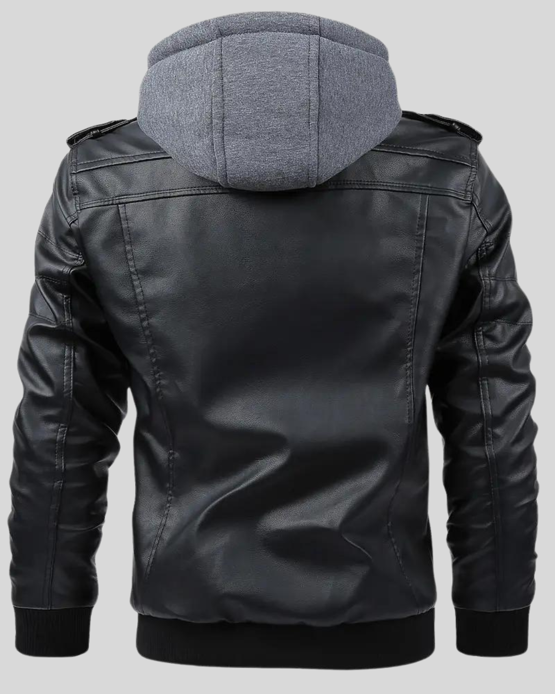 Chaqueta de Cuero con Capucha para Hombre®