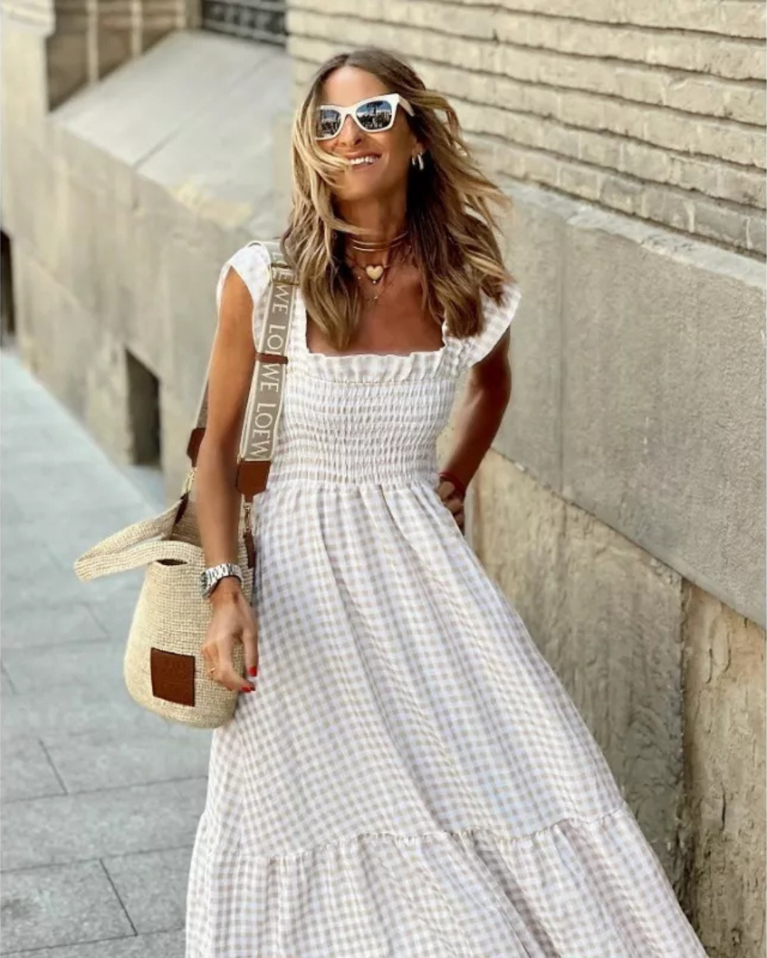 Vestido de Cuadros sin Mangas para Mujer