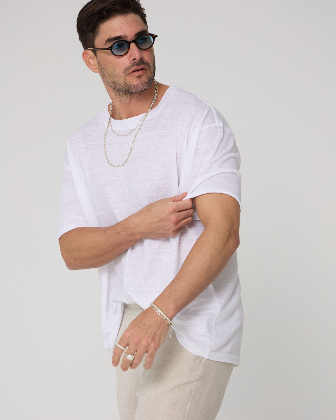 Camiseta Oversized de Lino con Cuello Redondo (OFERTA 2x1)