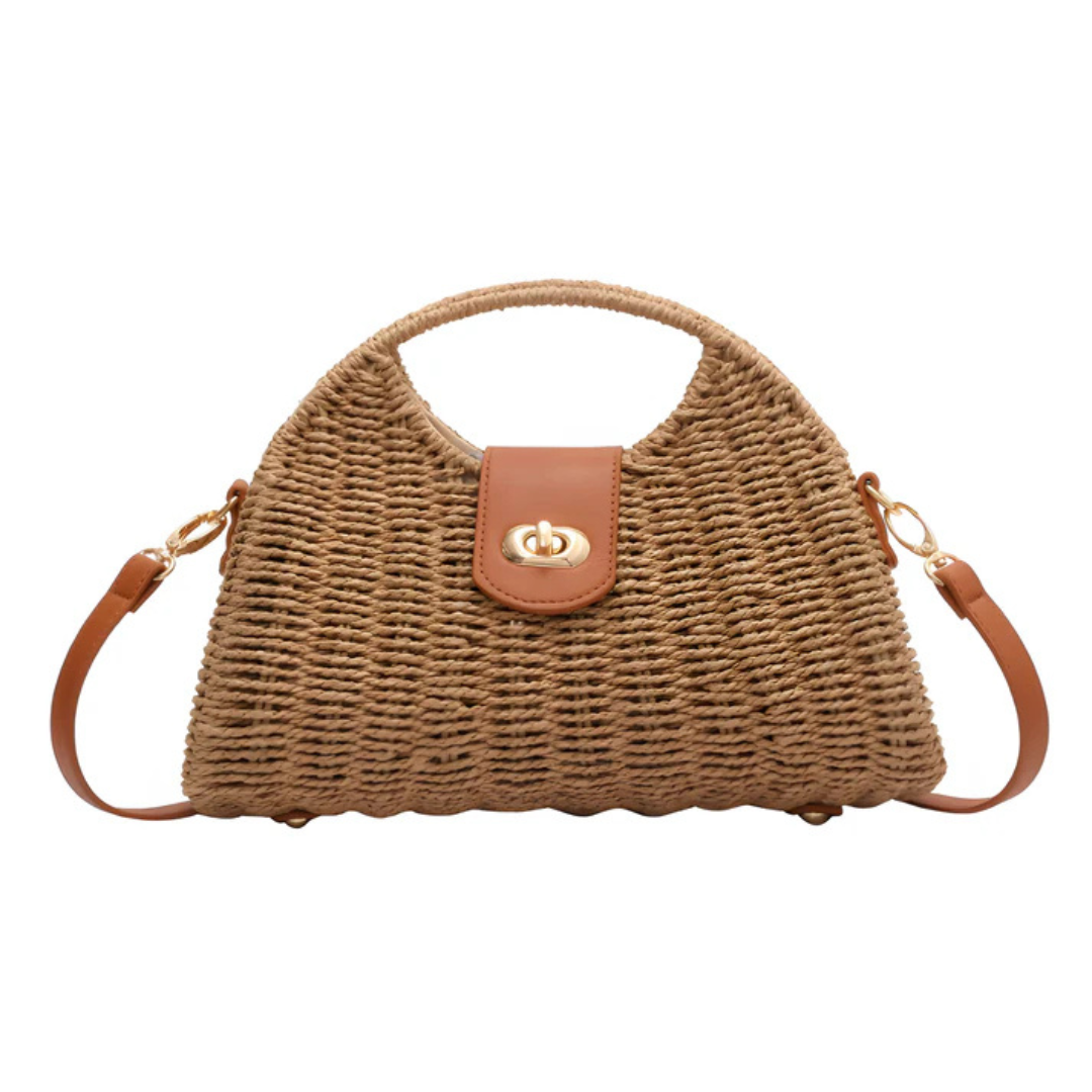 Bolso tejido con broche dorado sofisticado