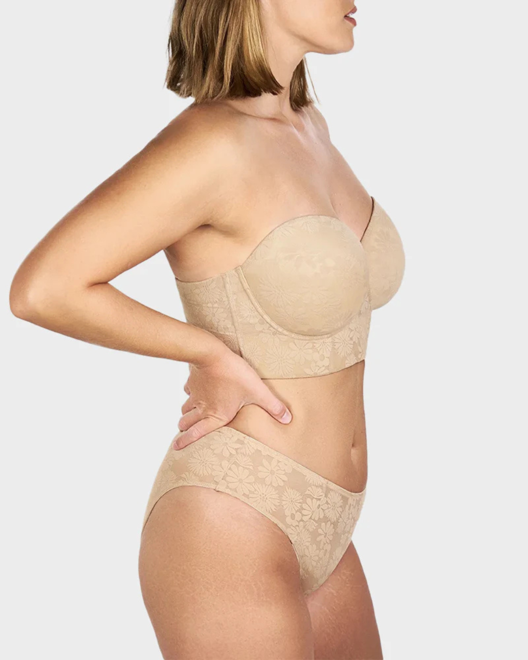 Sujetador Sin Tirantes Reforzado con Control y Diseño Floral