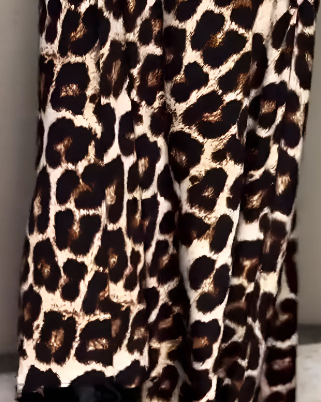Vestido de Encaje con Estampado de Leopardo y Escote en V para Mujer