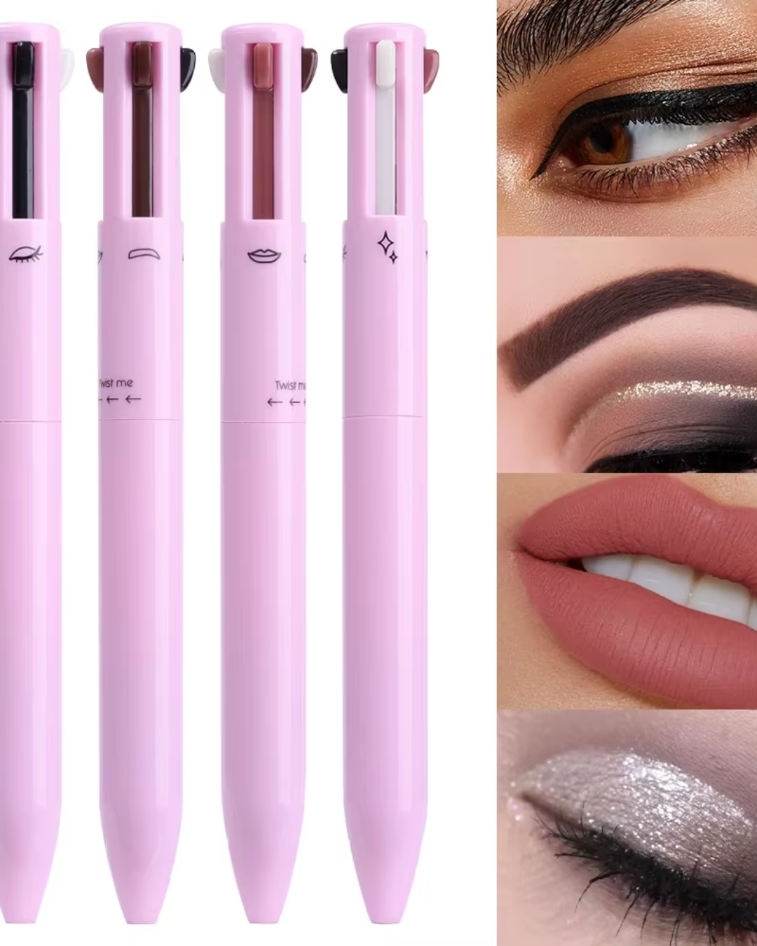 Lápiz de Maquillaje Multifuncional 4 En 1, Labial, Delineador, Cejas y Sombra (OFERTA 2X1)
