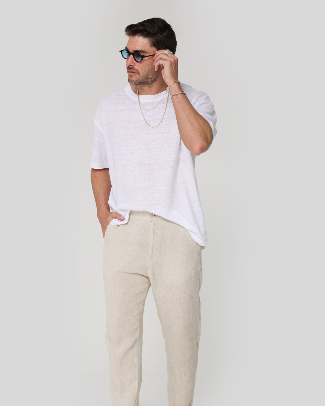Camiseta Oversized de Lino con Cuello Redondo (OFERTA 2x1)