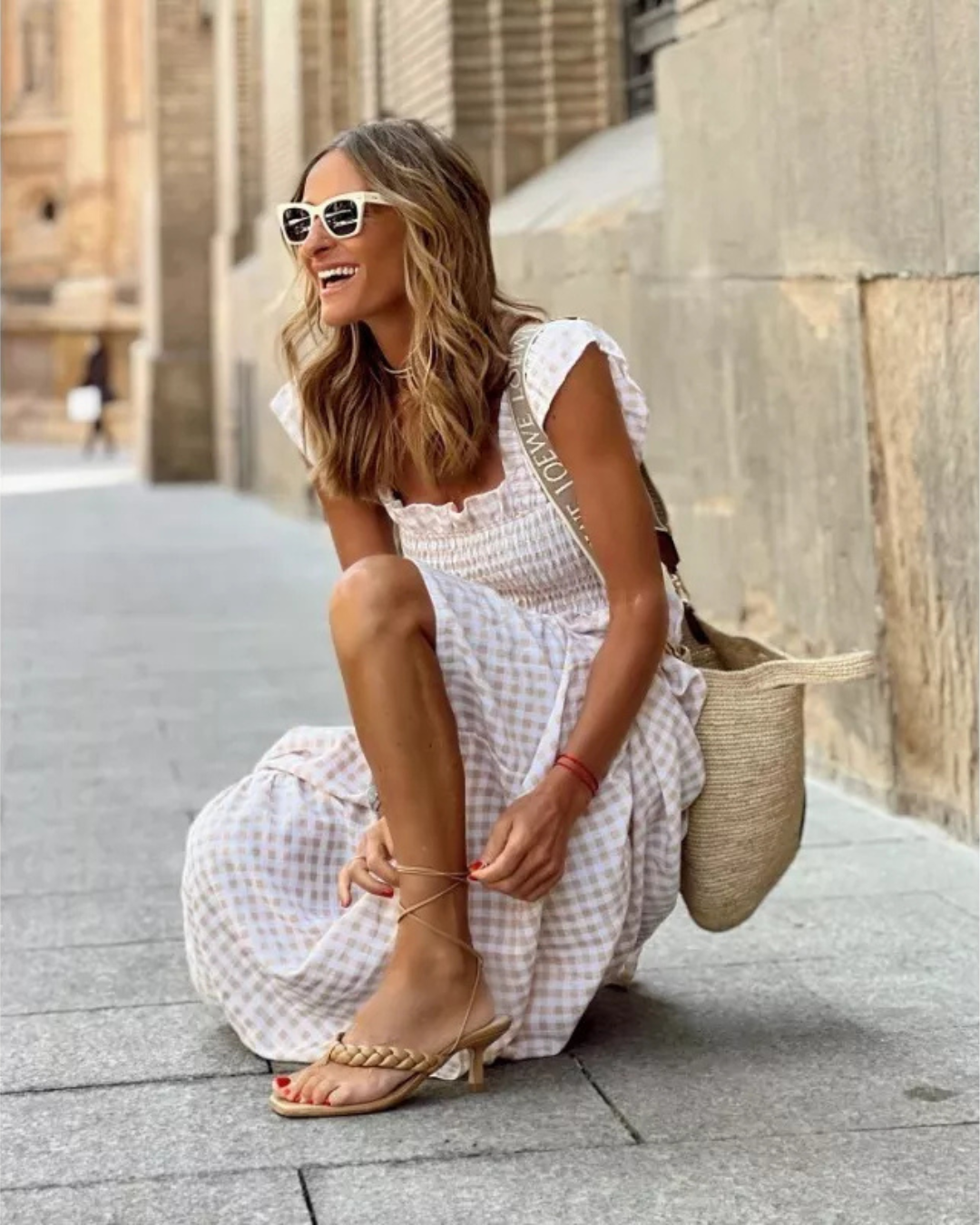 Vestido de Cuadros sin Mangas para Mujer
