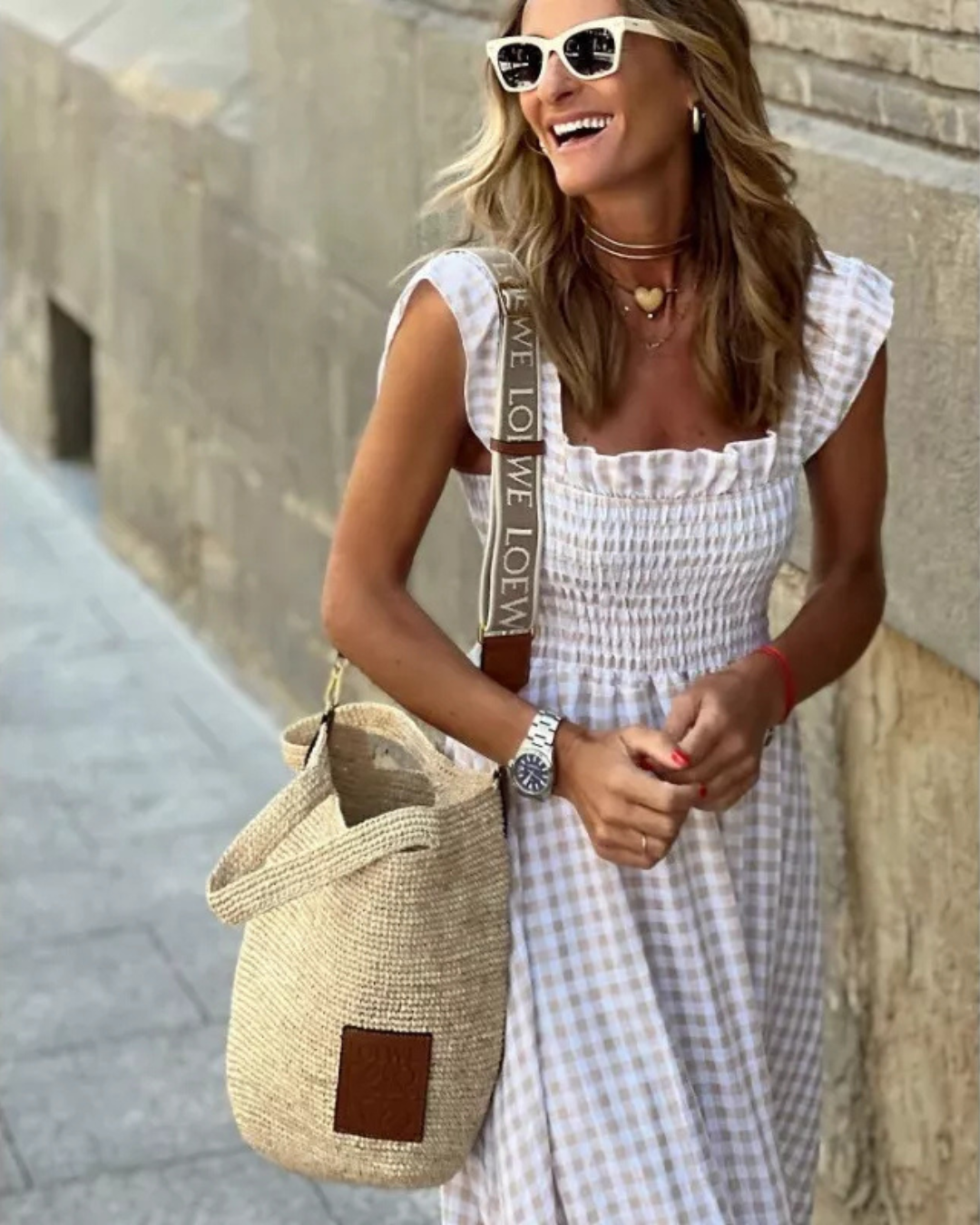 Vestido de Cuadros sin Mangas para Mujer