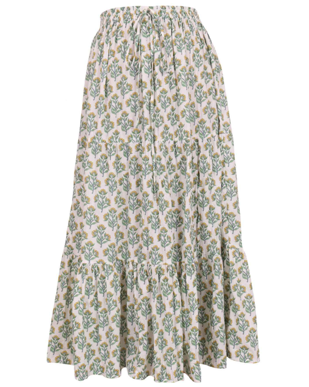 Falda Larga de Algodón Suave con Estampado Floral