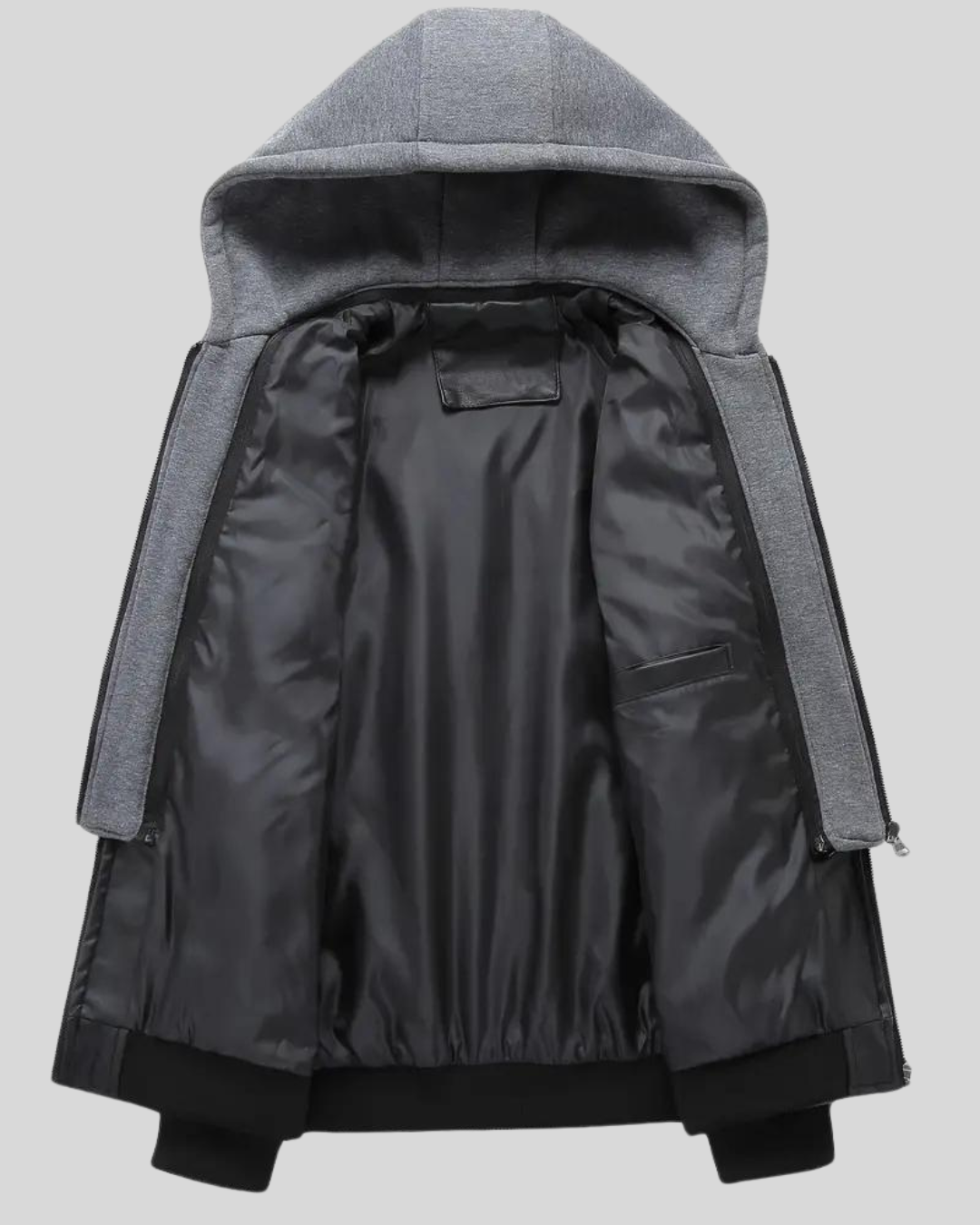 Chaqueta de Cuero con Capucha para Hombre®
