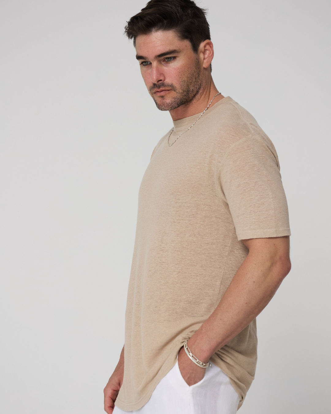 Camiseta Oversized de Lino con Cuello Redondo (OFERTA 2x1)