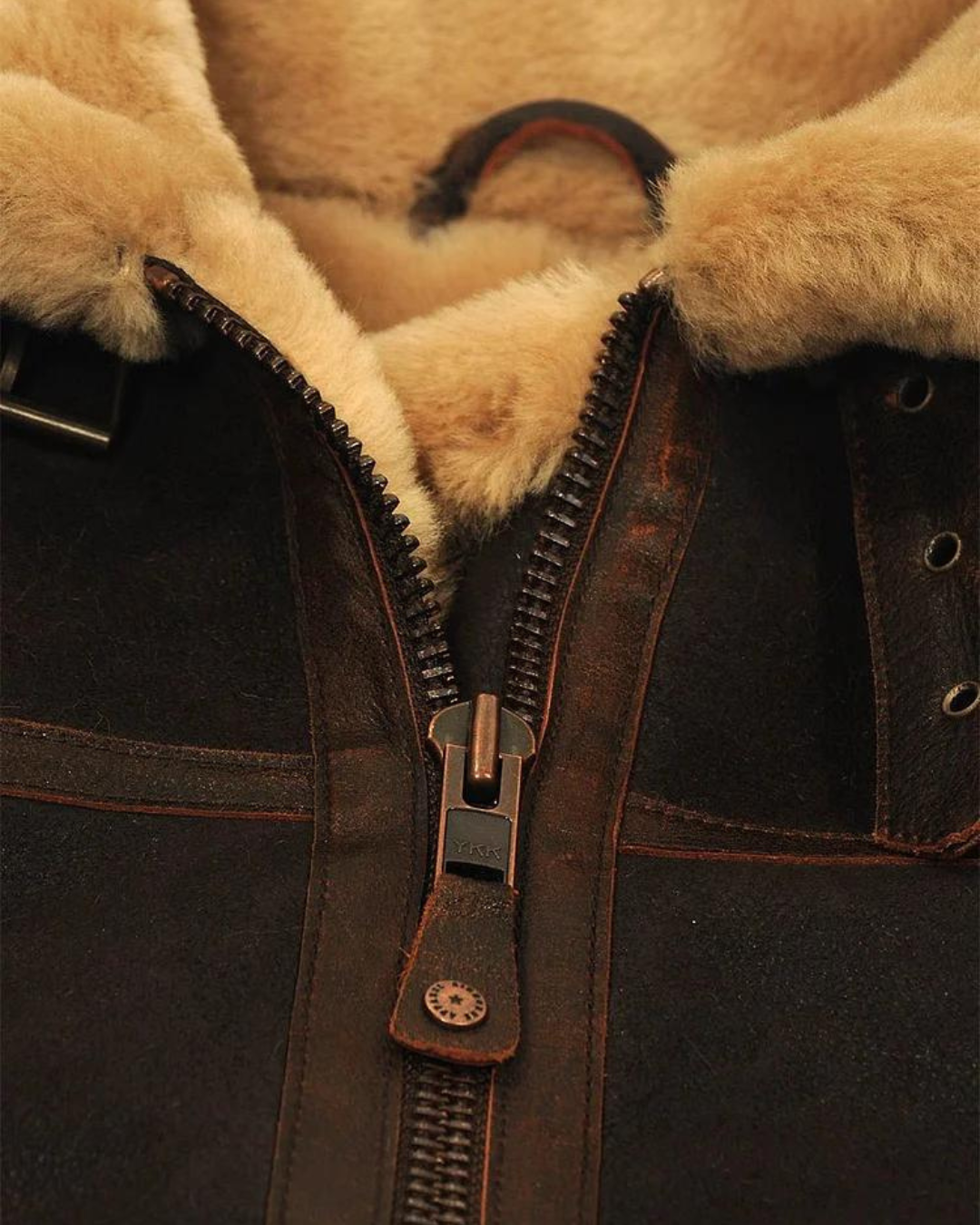 Chaqueta Aviador para Hombres en Cuero y Felpa