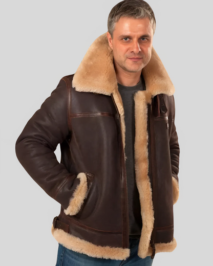 Chaqueta Aviador para Hombres en Cuero y Felpa