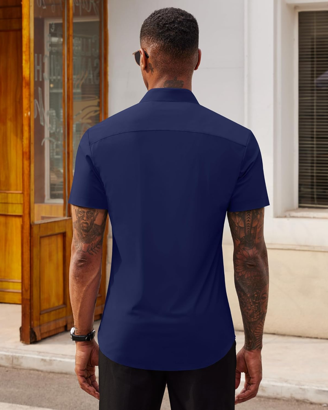 Camisa Casual de Manga Corta con Botones para Hombres