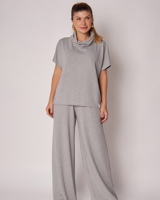 Conjunto Casual Dúo para Mujer en Gris Mezcla Versátil y Confortable