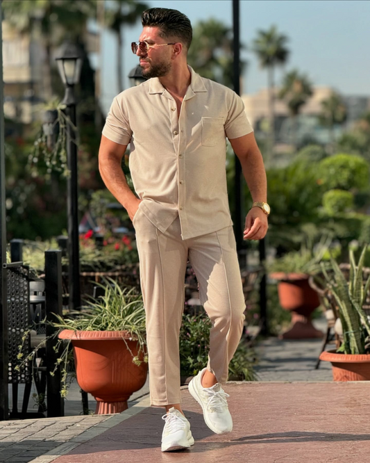 Conjunto Casual con Camisa Manga Corta y Pantalón para Hombre