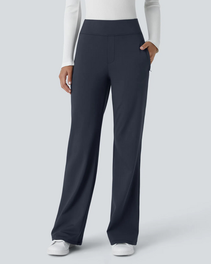 Pantalon de Cintura Alta para Mujer con Bolsillos Laterales con Cremallera