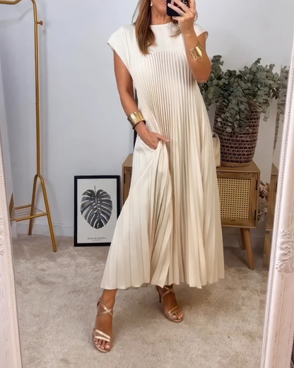 Vestido Largo Plisado con Estilo Elegante