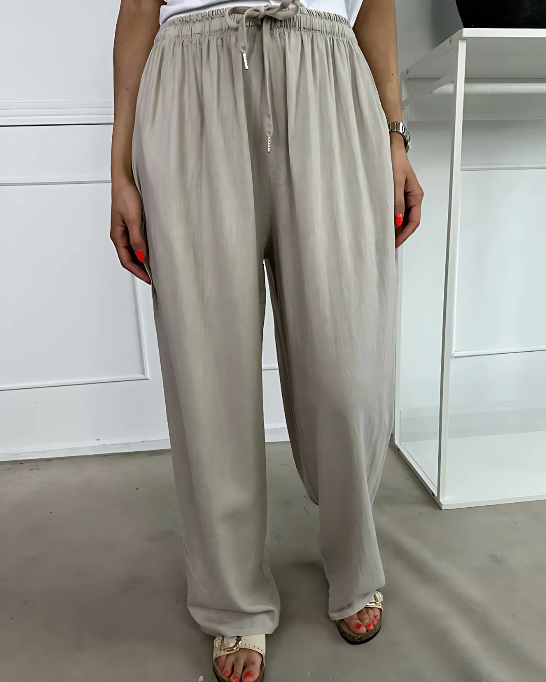 Pantalón Holgado de Cintura Ajustable para Mujer