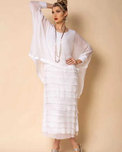 Vestido con Mangas Largas y Falda con Volantes