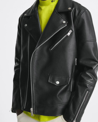 Chaqueta Clásica de Cuero con Solapa para Hombres®