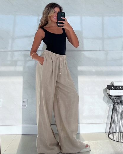 Pantalón Holgado de Cintura Ajustable para Mujer