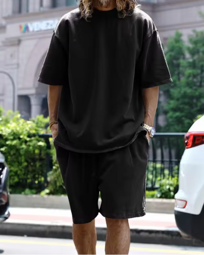 Conjunto Casual de 2 Piezas con Camiseta Manga Corta y Short para Hombre