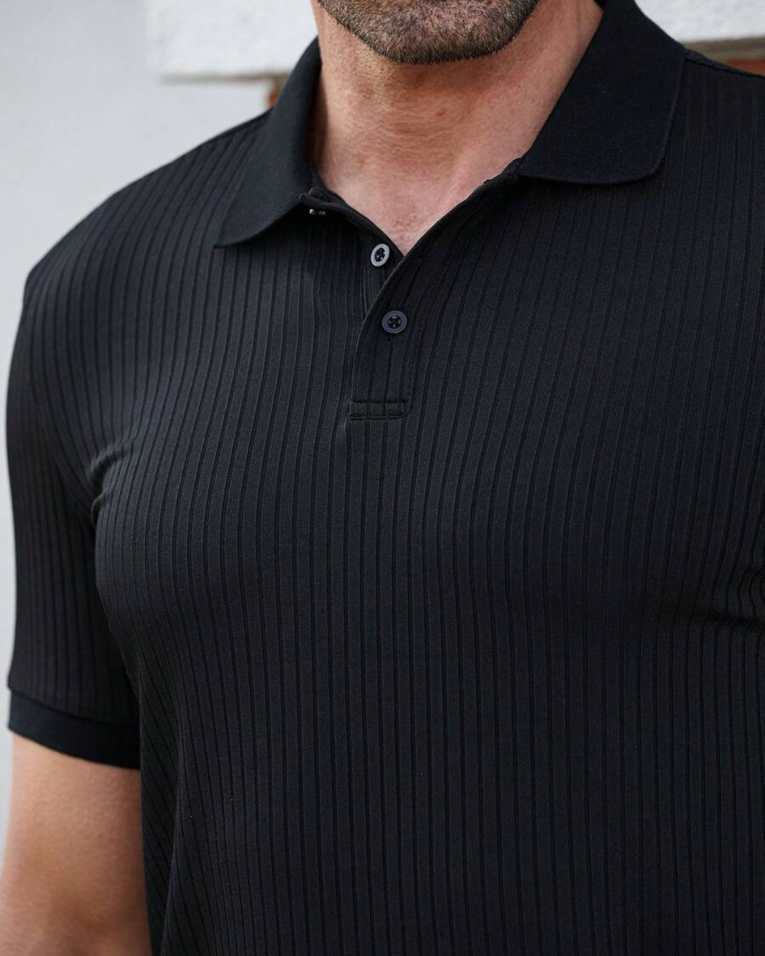 Camisa Clásica de Hombre con Cuello Alto y Tejido con Textura