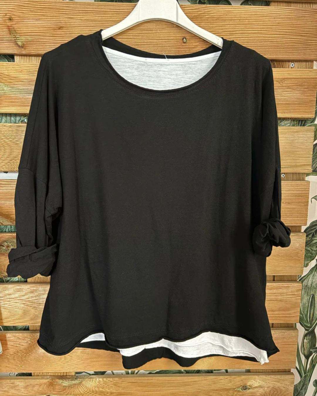 Camiseta 2 en 1 de Manga Larga para Mujer con Dobladillo