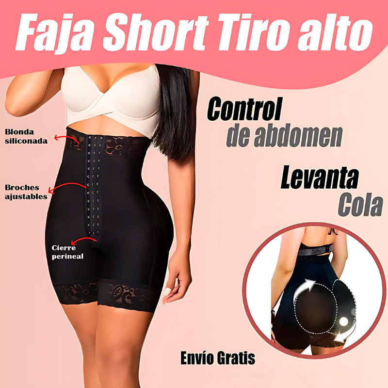 Faja Short Moldeador con Realce de Glúteos y Broches Delantero