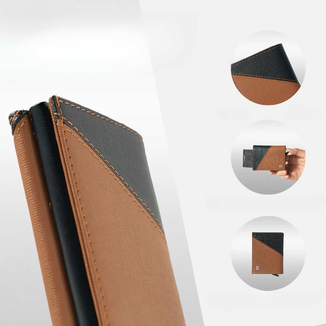 Billetera con Protección RFID y Expulsor Automático de Tarjetas