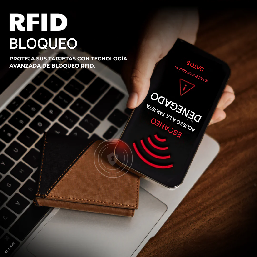 Billetera con Protección RFID y Expulsor Automático de Tarjetas