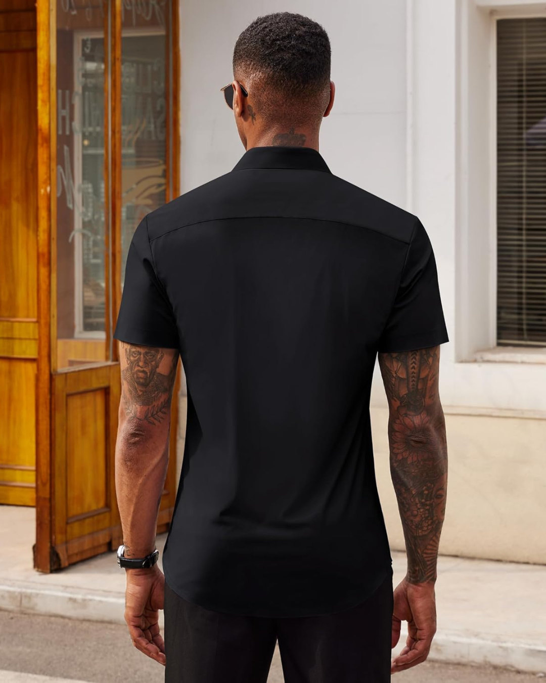 Camisa Casual de Manga Corta con Botones para Hombres