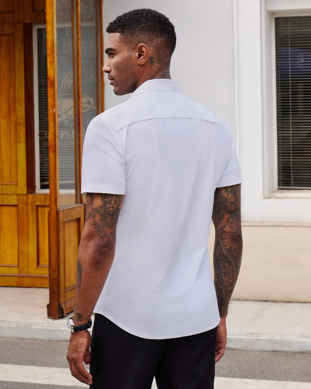 Camisa Casual de Manga Corta con Botones para Hombres