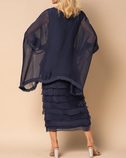 Vestido con Mangas Largas y Falda con Volantes