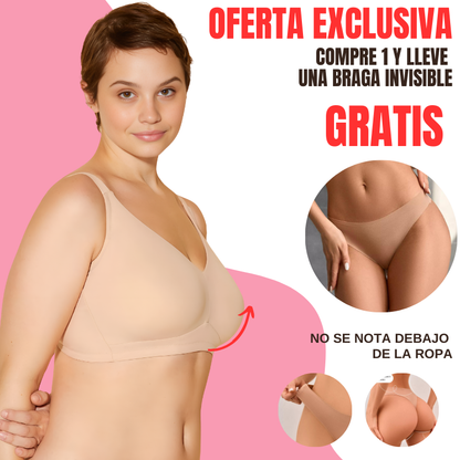 Sujetador sin Aros para Tallas Grandes Super Invisible + Braga GRATIS